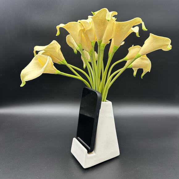 STAK Ceramic Phone Stand Vase Charger Holder Minimalist Modern Desk Organizer - Picture 10 of 15